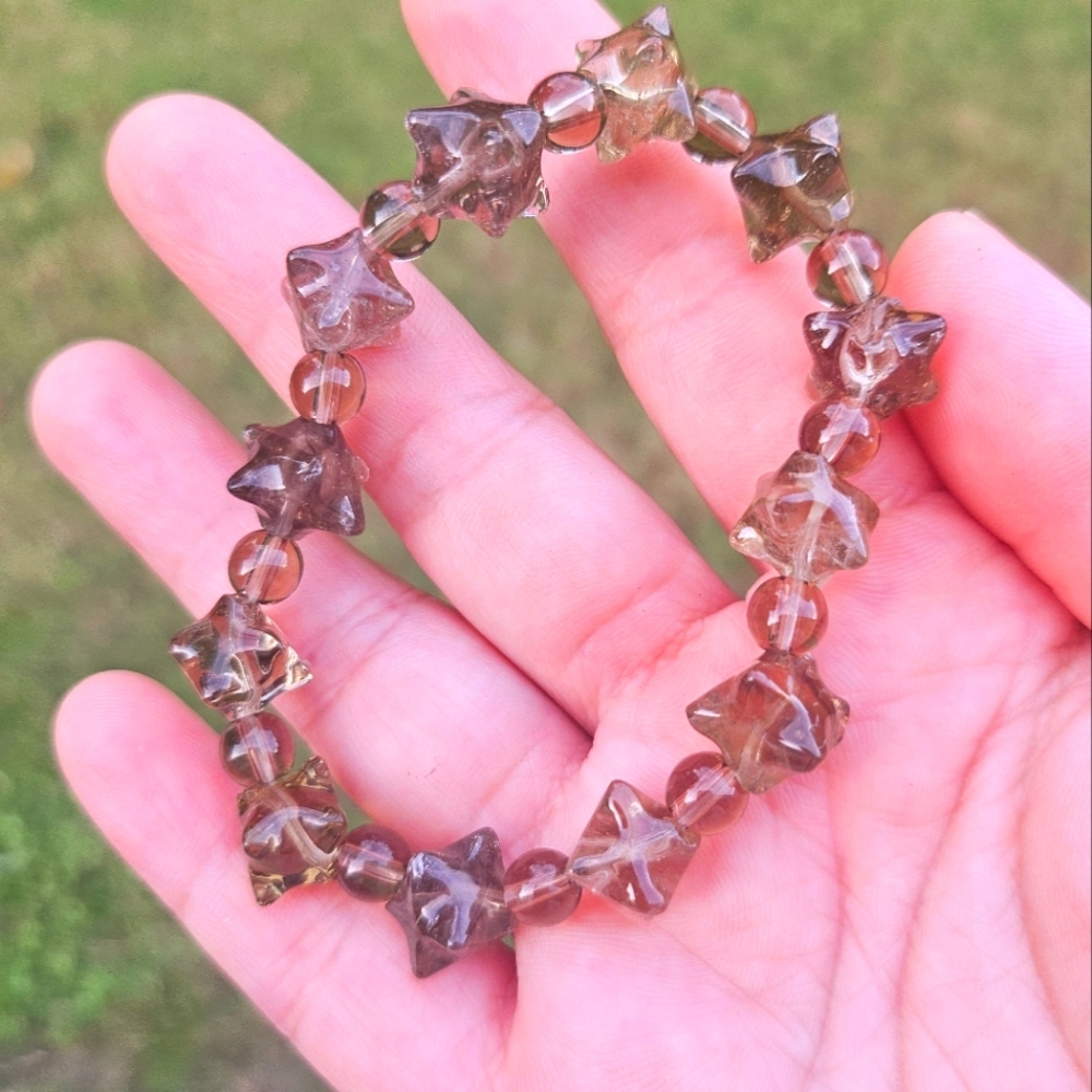 smokey quartz star 3d shape bracelet